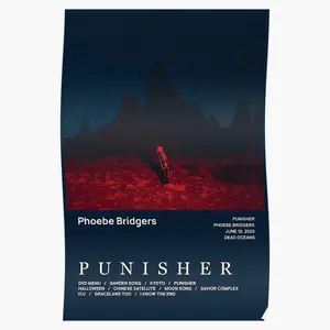 Phoebe Bridgers - Punisher Tracklist Poster - Stylish and High Quality Art Print Featuring the Tracklist of Phoebe Bridgers' Album Punisher