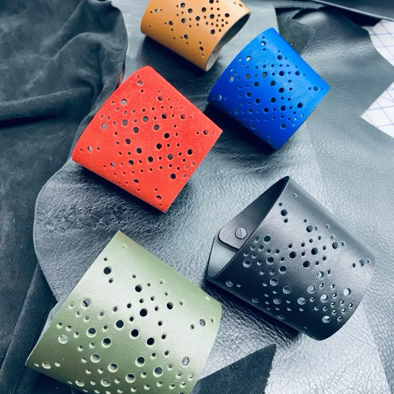 Handcrafted Perforated Leather Hand Cuff
