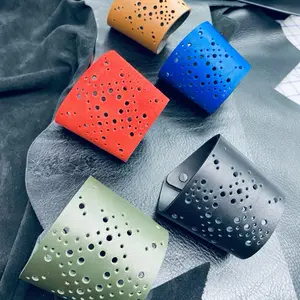 Handcrafted Perforated Leather Hand Cuff