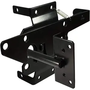 Self-Locking Gate Latch Heavy Duty Post Mount Automatic Gravity Lever Wood/PVC Fence Gate Lock with Fasteners Hardware,for Secure Pool | Yard |   Garden, Steel,Black