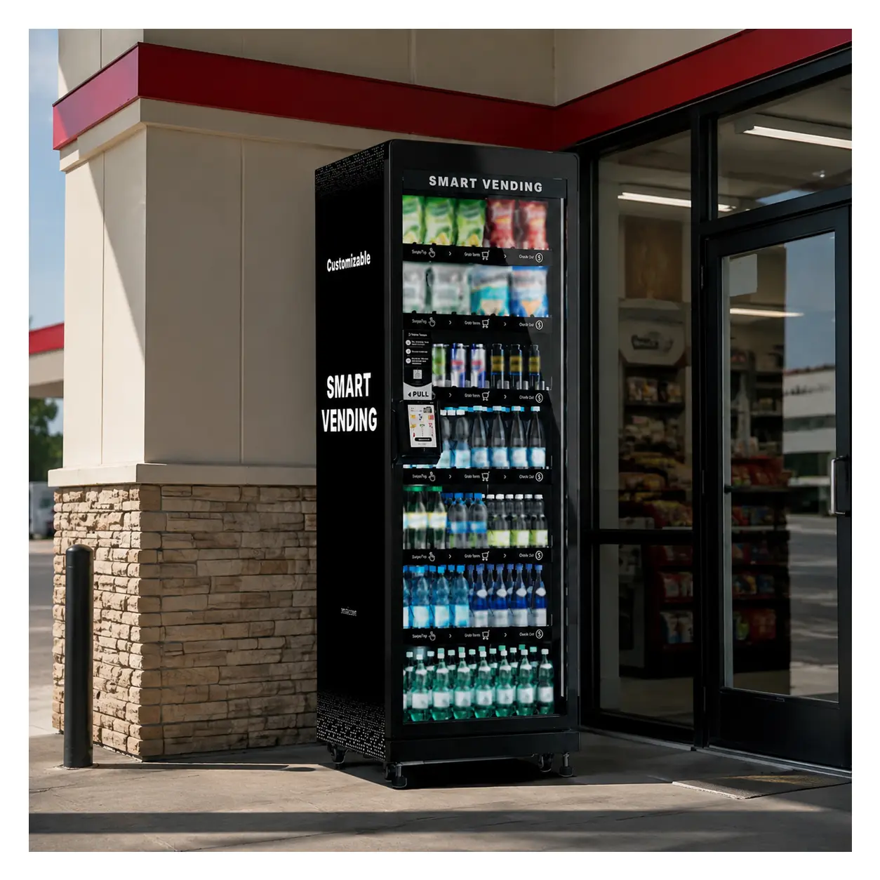 XMAI Pro M520 Smart Vending Machine for Business - 99.7% AI-Powered Commercial Vending Machines for Sale Card Reader & App Control Refrigerated Snacks and Drinks Combo with Credit Card & NFC Payment
