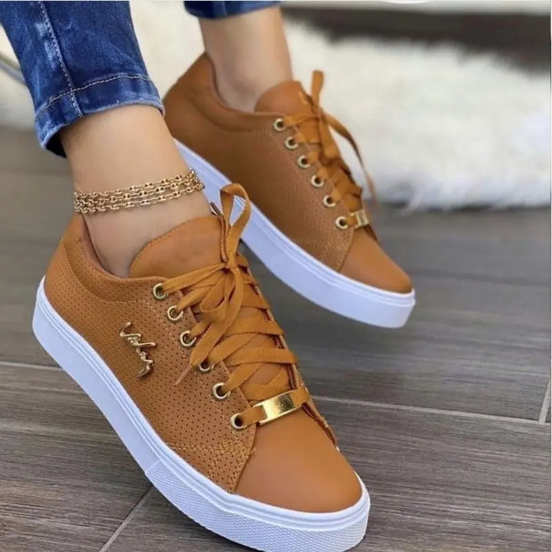 Women's Breathable Lace-Up Flat Casual Walking Shoes, Versatile Sports & Outdoor Shoe for Daily Occasions, Sports Shoes