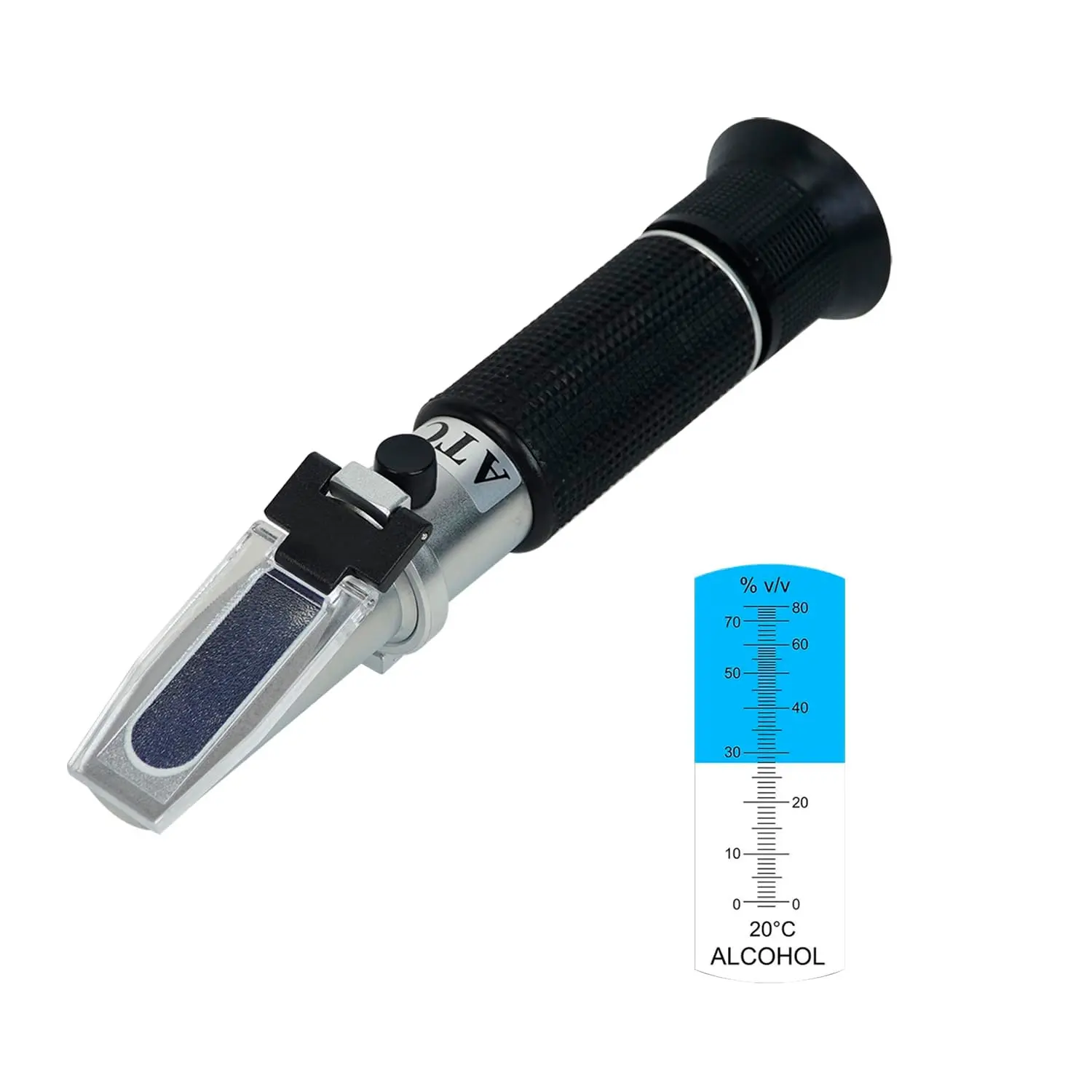 Alcohol Refractometer with ATC,Range 0-80% v/v
