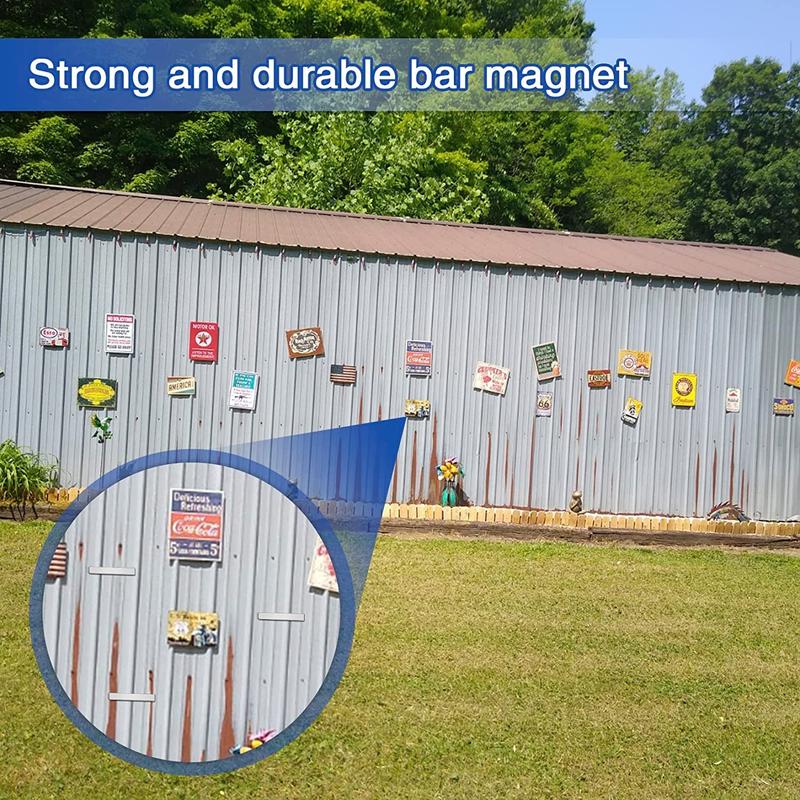 4Pack Neodymium Magnet Bar, Powerful Bar Magnets, Magnet Strips Heavy Duty, Strong Rare Earth Magnets with Double-Sided Adhesive for Craft, Fridge, Kitchen, Office - 60 x 10 x 3 mm