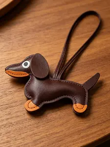 Cute Cartoon Sausage Dog Keychain, Keychain for Bags, Faux Leather Dog Charm, Backpack Car Phone Strap Decoration, Fun Bag Accessory, 1pc Single Sausage Dog Pendant