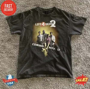 LEFT 4 DEAD 2 RETRO T-Shirt, Game Graphic Tees, Unisex Tshirt, Fashion Trends Shirt, Gifts Shirt, Menswear Womenswear Streetwear, Aesthetic, Heavyweight Cotton Comfort Top Regular Fit Y2k Outfit Outdoor Affliction Clothes