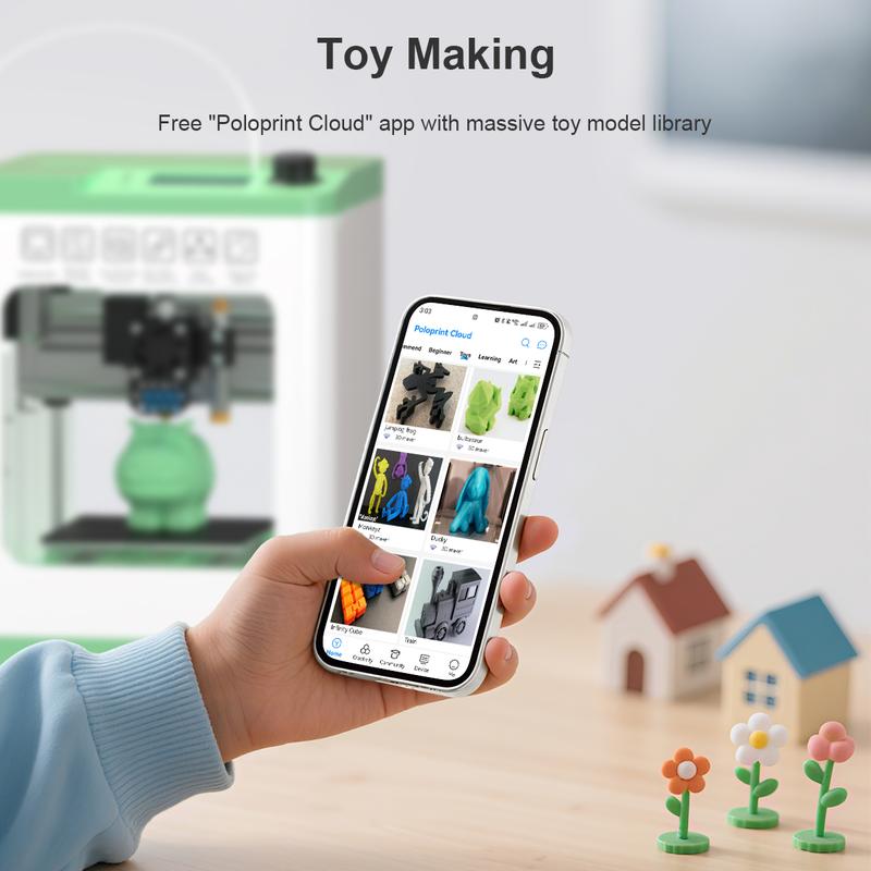 Mini 3D Printer for Kids and Beginners,Huge Toy Library,Tina2S 3D Printer with WiFi Cloud Printing, Fully Assembled and High Precision Printer with Smart Control and Heated Spring Steel Build Plate ,Wireless,Children's creative toys DIY