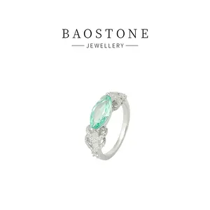 BAOSTONE Padparadscha 925 Silver Ring-Sardinian Mooncrest- Lab Created Artificial Gemstone #J346