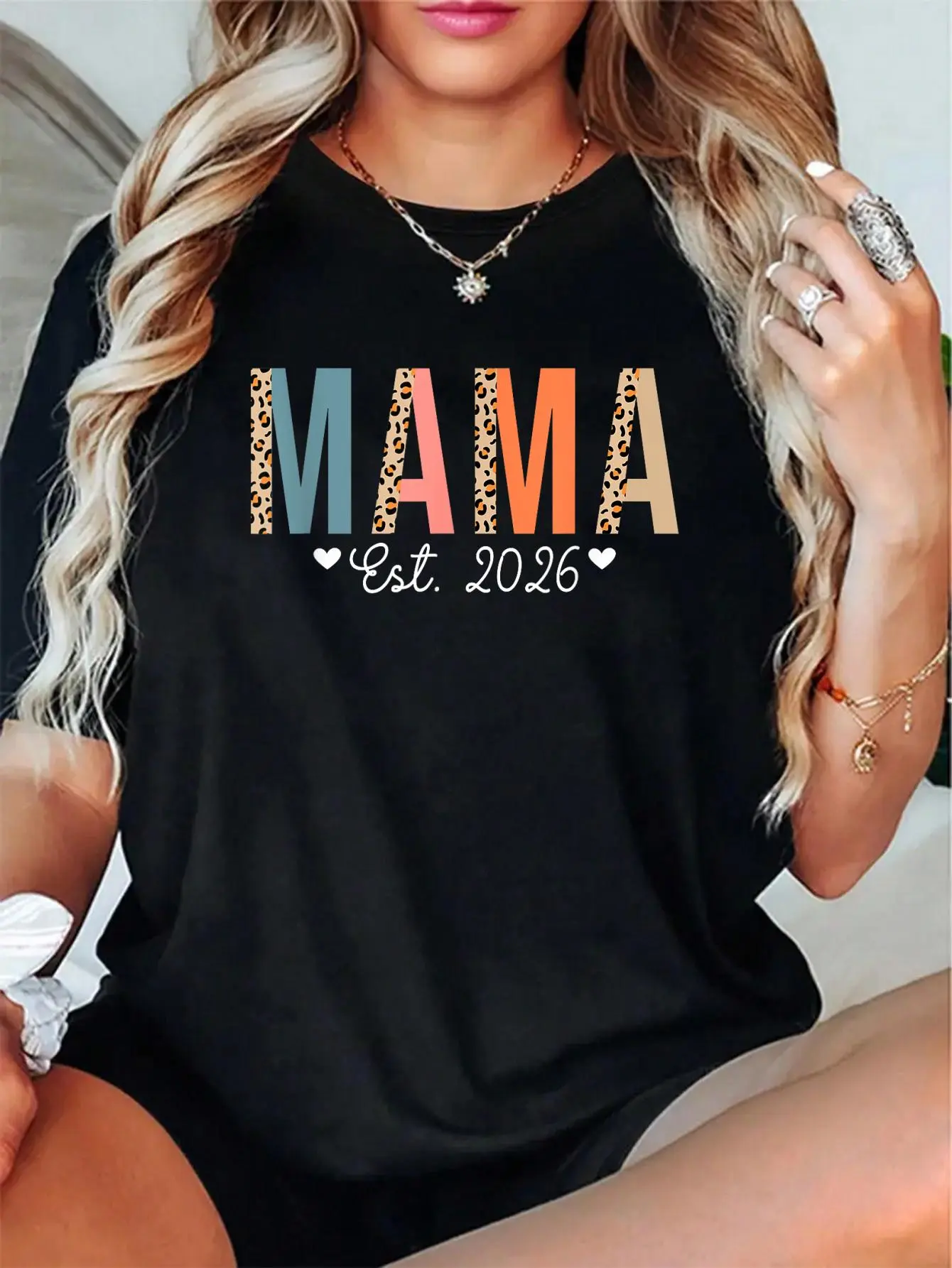 Funny 100% Cotton Mama T-Shirt For Women And Men - Est. 2026, Pregnant In 2026, New Mom Life, Casual Summer Shirt