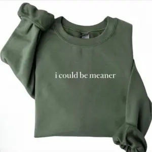 I Could Be Meaner Sweatshirt, Funny Graphic Crewneck, Sarcastic Gift for Women, Witty Quote Pullover, Trendy Snarky Top