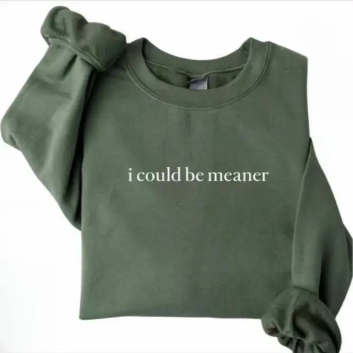 I Could Be Meaner Sweatshirt, Funny Graphic Crewneck, Sarcastic Gift for Women, Witty Quote Pullover, Trendy Snarky Top