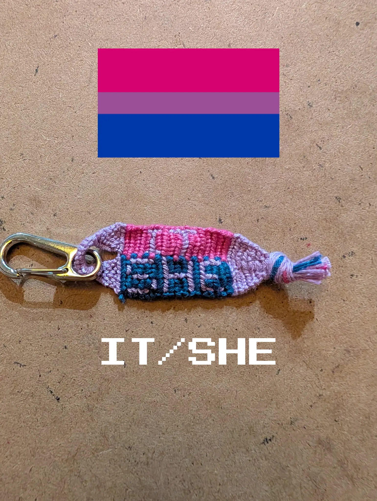 Handmade Identity Pronoun Keychain - Cotton Cord Pride Keychain