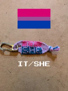 Handmade Identity Pronoun Keychain - Cotton Cord Pride Keychain