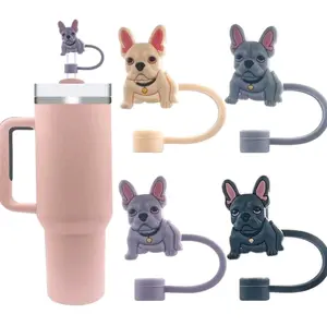 1 Piece Frenchy Dog Vibes Straw Topper |  Drinkware Straw Topper | Tumbler Straw Topper