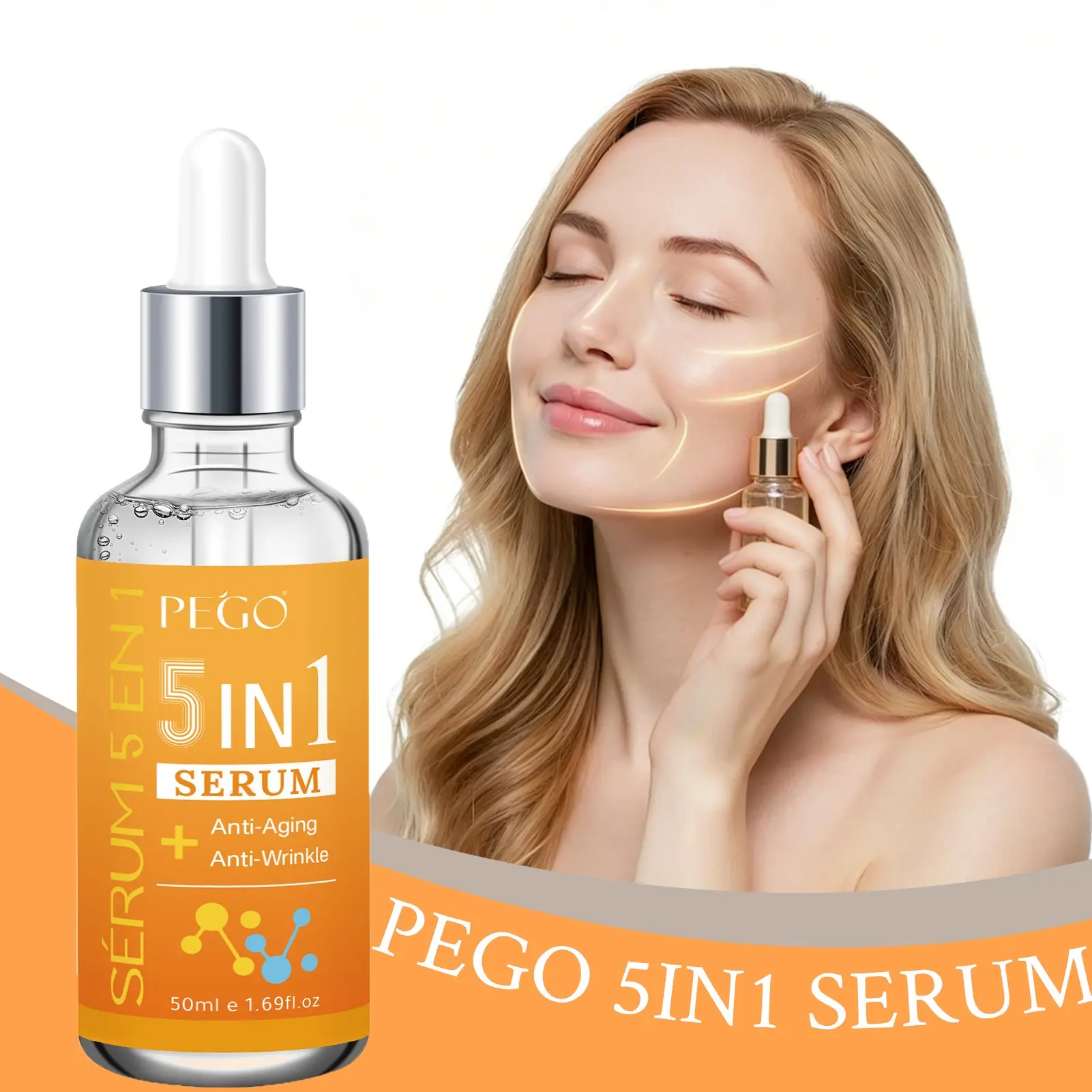 Five-In-One Serum, Anti-Wrinkle Face Serum, Contains Niacinamide, Glycerine, Vitamin C & E, Brighten Skin Tone, Reduce Dark Spots, Deep Moisture Serum, Dark Spot Corrector