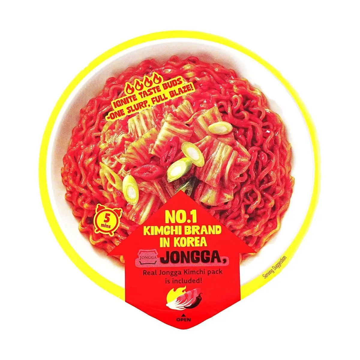 O'Food Jongga Kimchi Stir-Fried Noodles Cup - Authentic Korean Spicy Ramen, Best-Selling Kimchi Flavor, 153g