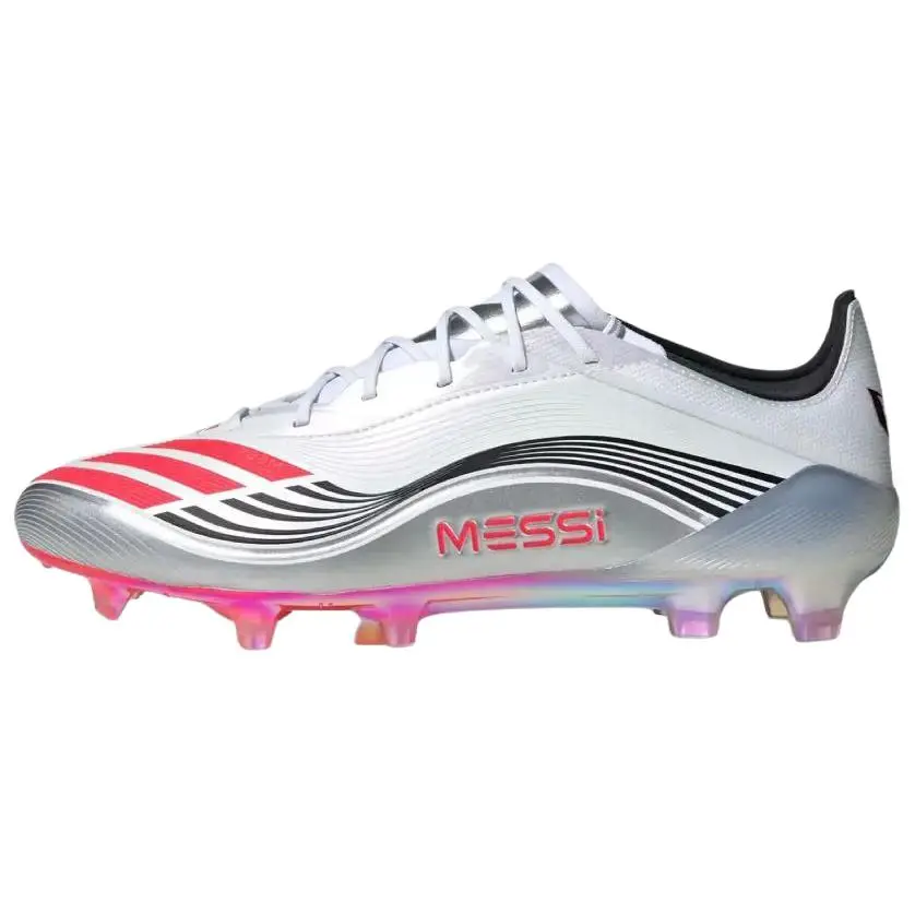 Adidas F50 Elite FG Messi Prestig10 Pack Durable Non-slip Soccer Cleats Unisex Cloud White Lucid Red Silver Metallic JP5593