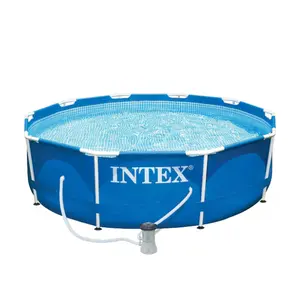 Intex 10-ft x 10-ft x 30-in Metal frame Round Above-Ground Pool with Filter Pump with Ground Cloth