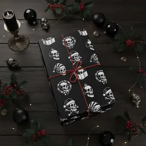 Gothic Skull Wrapping Paper, Horror Birthday Gift Wrap, Witchy Anniversary Present Packaging for Him Her, Dark Goth Gift Wrap