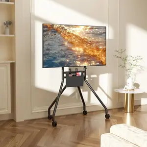 Rolling TV Cart, Mobile Floor TV Stand for 50-100 Inch Screens, Portable TV Trolley Bracket for Home Office School Business, Holds 180Lbs, Max VESA 900x600mm, Black YS623B