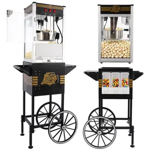 Aobtkel®12oz Commercial Popcorn Machine with Cart, 3 Control Buttons Electric Popcorn Maker, Comes with 3 Candy Storage Boxes & 3 Plastic Spoons, Retro Popcorn Popper for Movie Theater Snack Bar.