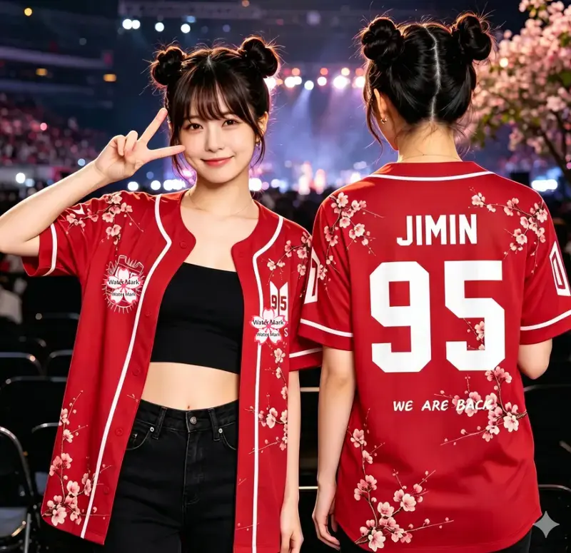 Kpop World Tour Baseball Jersey 2026  Cherry Blossom Concert Shirt, Korean Fan Merch, Sports Jersey, Streetwear Outfit & Music Gift