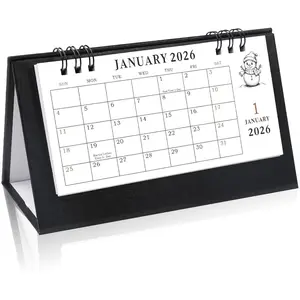 Desk Calendar 2026-2027, Small Standing Flip Desk Calendar, Use from January 2026 to Dec 2027, 24-Month Mini Desktop Calendar for , School, Office (6.89" x 3.54" Black)