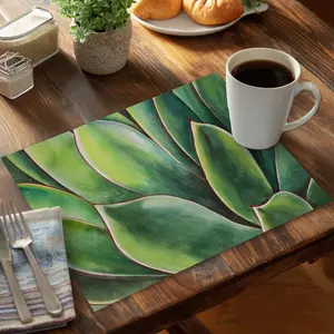360 stand 14x18 in Polyester Placemats, Rectangular Easy-Clean Watercolor Agave Plant Design, Kitchenware Tableware Home Decor Accessory - Set of 4, Coaster Set