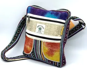 Tie Dye Hemp Crossbody Bag Handmade Hippie Hobo, Fair Trade