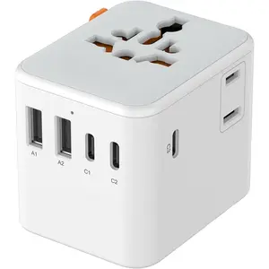 X-CGR09   Universal Travel Adapter, International Power Adapter with Extra 2 Prong AC Outlet, 5 USB Ports (3 USB C), 28W Worldwide Plug Adaptor for US to Europe UK Australia Ireland (Type C G A I)