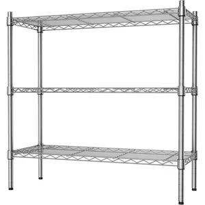 3-Shelf Storage Wire Shelves Heavy Duty 3 Tiers Standing Shelving Units Adjustable Metal Organizer Wire Rack, Chrome