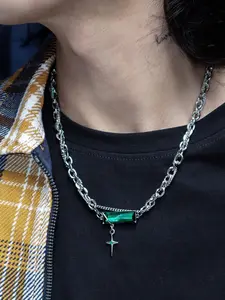 Punk Style Chain Necklace with Pendant, Stainless Steel Jewelry for Party, Daily Clothing Decor, Trendy All-match & Exquisite Jewelry for Birthday Gift