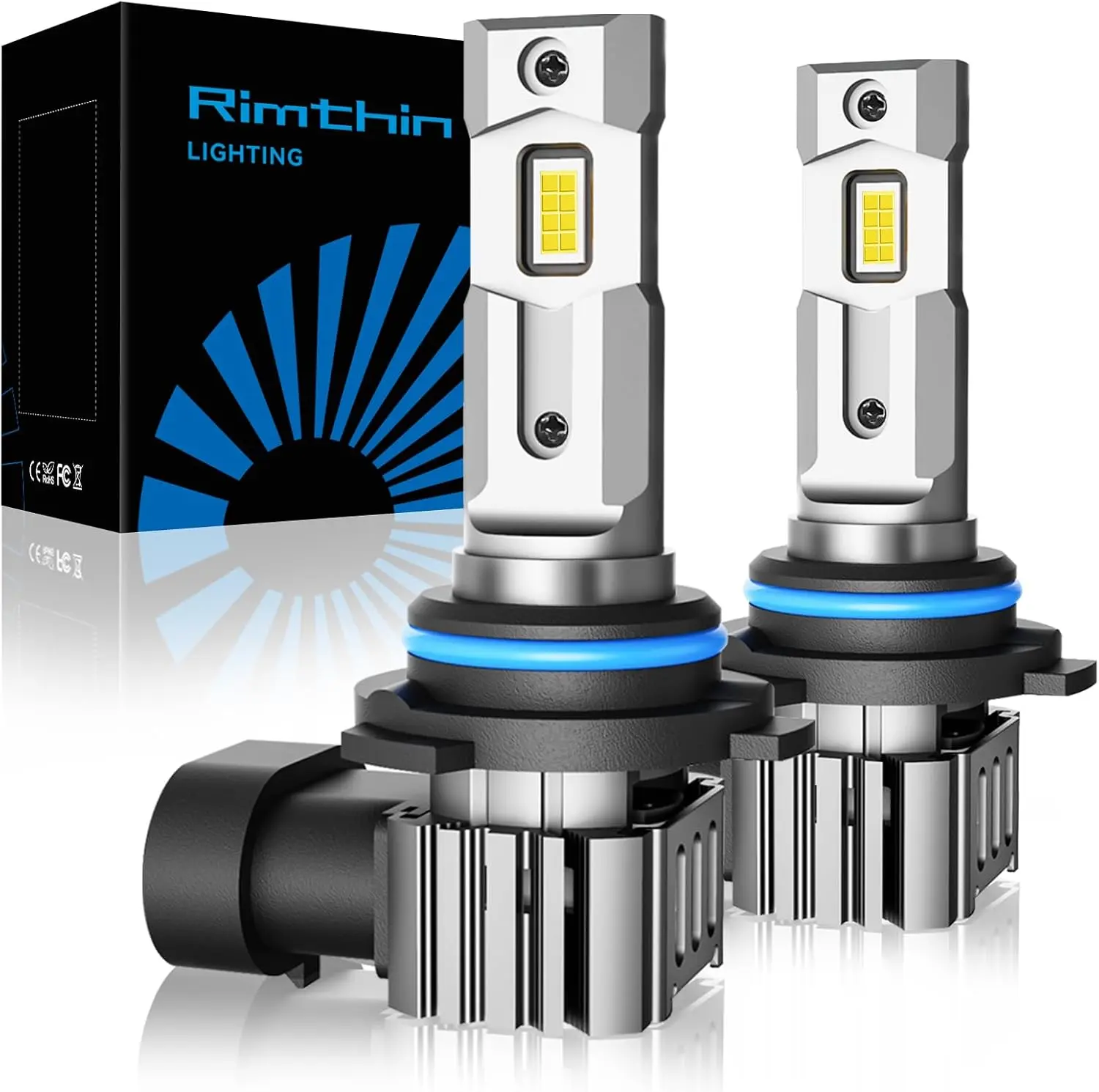 Rimthin 9005 HB3 H11 LED Headlight Bulbs Combo for 2010-2015 Toyota Prius & 2012-2014 Prius C - 6000K Cool White High/Low Beam Replacement, Plug & Play, 4-Pack