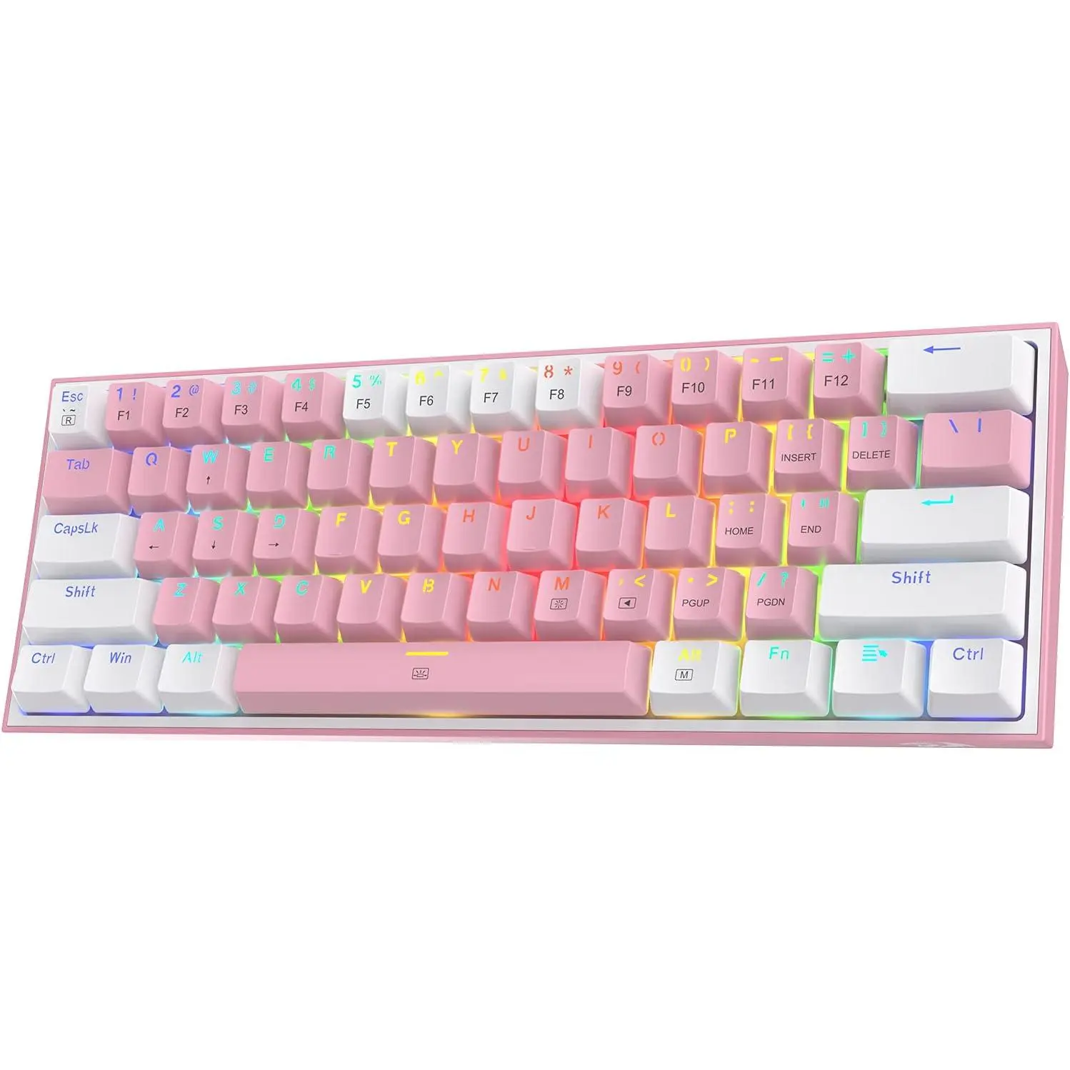 K617 Fizz 60% Wired RGB Gaming Keyboard, 61  Hot-Swap Compact Mechanical Keyboard w/White and  Color Keycaps, Linear Red , Pro Driver/Software Supported