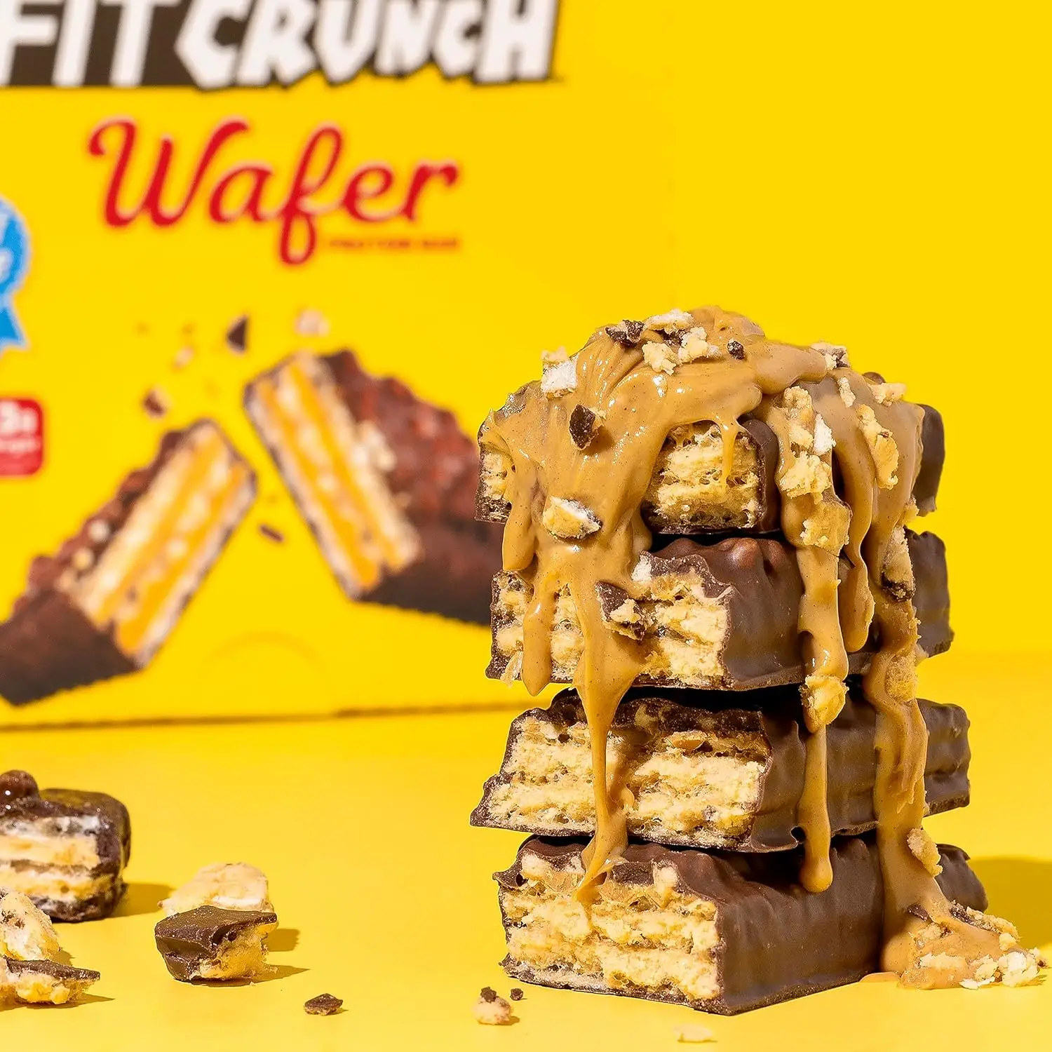 FITCRUNCH Wafer Protein Bars Chocolate Peanut Butter, Crunchy & Crispy Protein Snack (9ct)