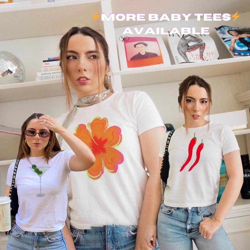 Daisy Baby Tee, Graphic Baby Tee, Floral Graphic Print Baby Tee, Flower Baby Tee, Daisy Flower Gift, Trendy Baby Tee, Y2k Baby Tee, Gift for Her