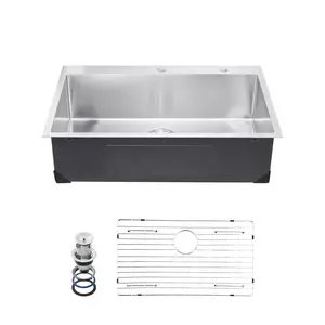 【Summervibes】VEVOR 33" Kitchen Sink Top Mount Single Bowl Drop-In Basin Stainless Steel Bar