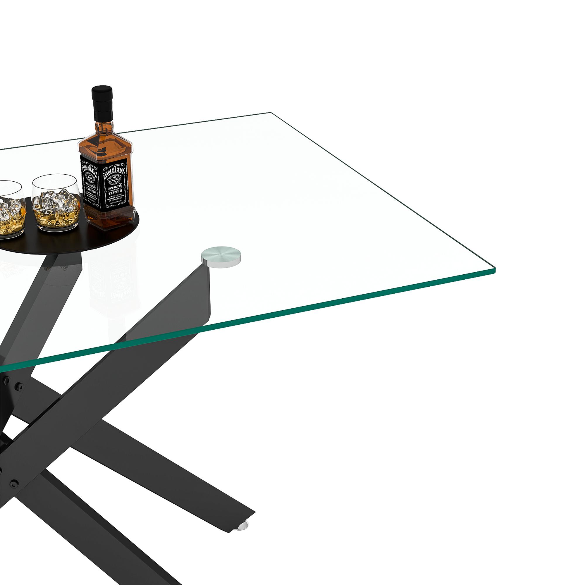 Rectangular Transparent Tempered Glass Dining Table - Modern Design with Black Metal Legs, Shatter-Resistant Surface for Kitchen & Dining Room(ONLY TABLE) Rectangular Transparent Tempered Glass Dining Table - Modern Design with Black Metal Legs, Shatter-Resistant Surface for Kitchen & Dining Room(ONLY TABLE)