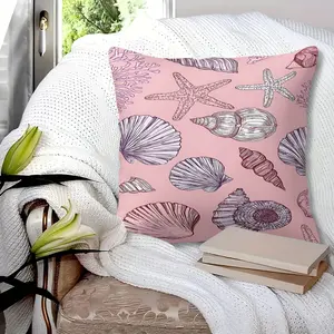 Pink Seashell Pattern Throw Pillow, Soft Fabric, Hidden Zipper, Suitable for Couch, Bed, Sofa, Chair, Living Room, Bedroom, Office, Beach House, Great for Ocean Lovers, Coastal Home Decor Fans. Includes Pillow Insert