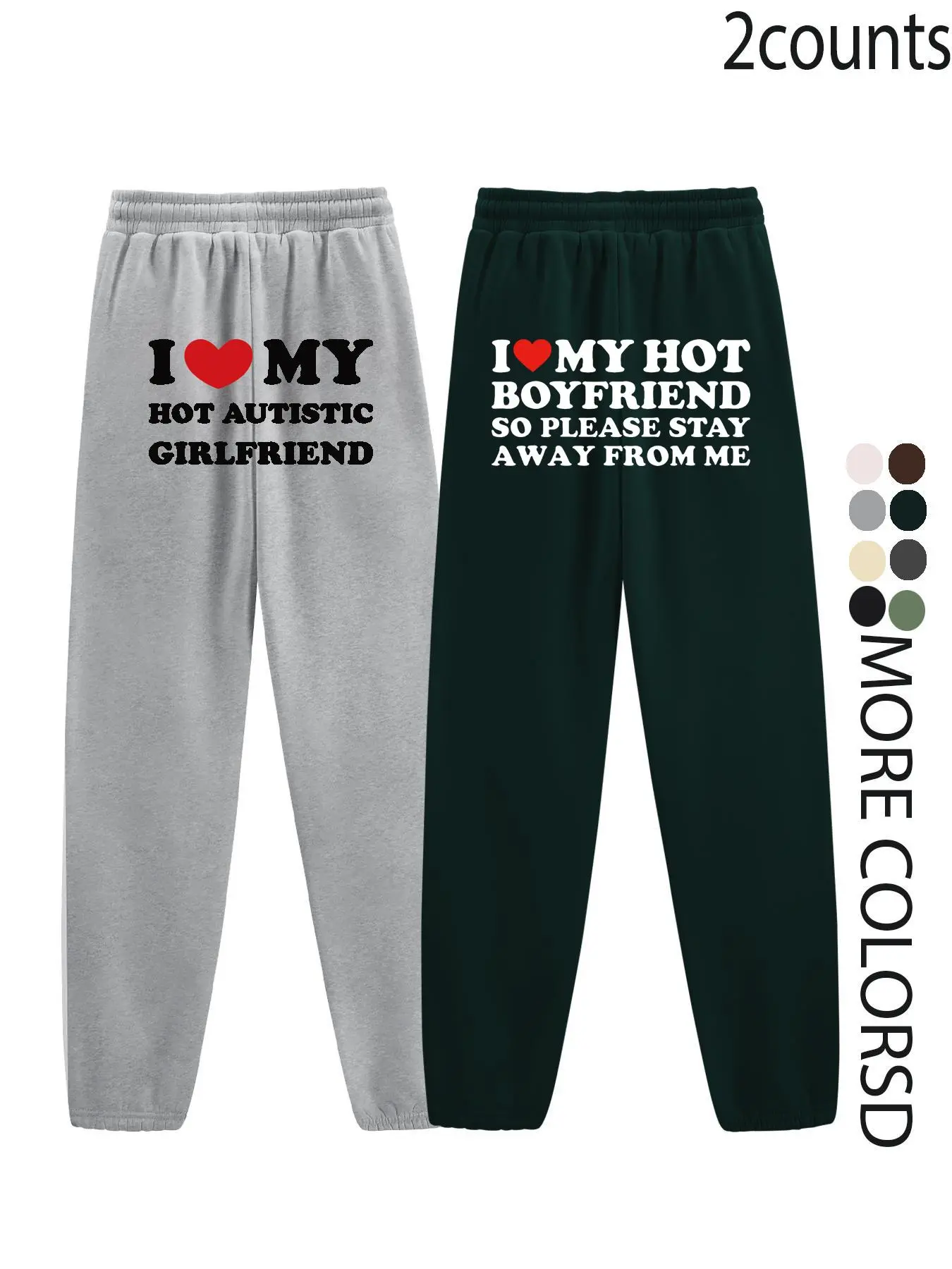 Women's Letter & Heart Print Drawstring Waist Sweatpants, Casual Pocket Jogger Pants for Daily Wear, Women's Fall & Winter Trousers, Drawstring Sports Pants