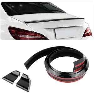 4.9Ft Spoilers for Cars - 3D Glossy Rear Spoiler Wing for Car Decorations - Universal Punch-Free Rubber Trunk Spoiler Lip Fits Car Exterior Accessories Tailgate Roof Bumper (Black)
