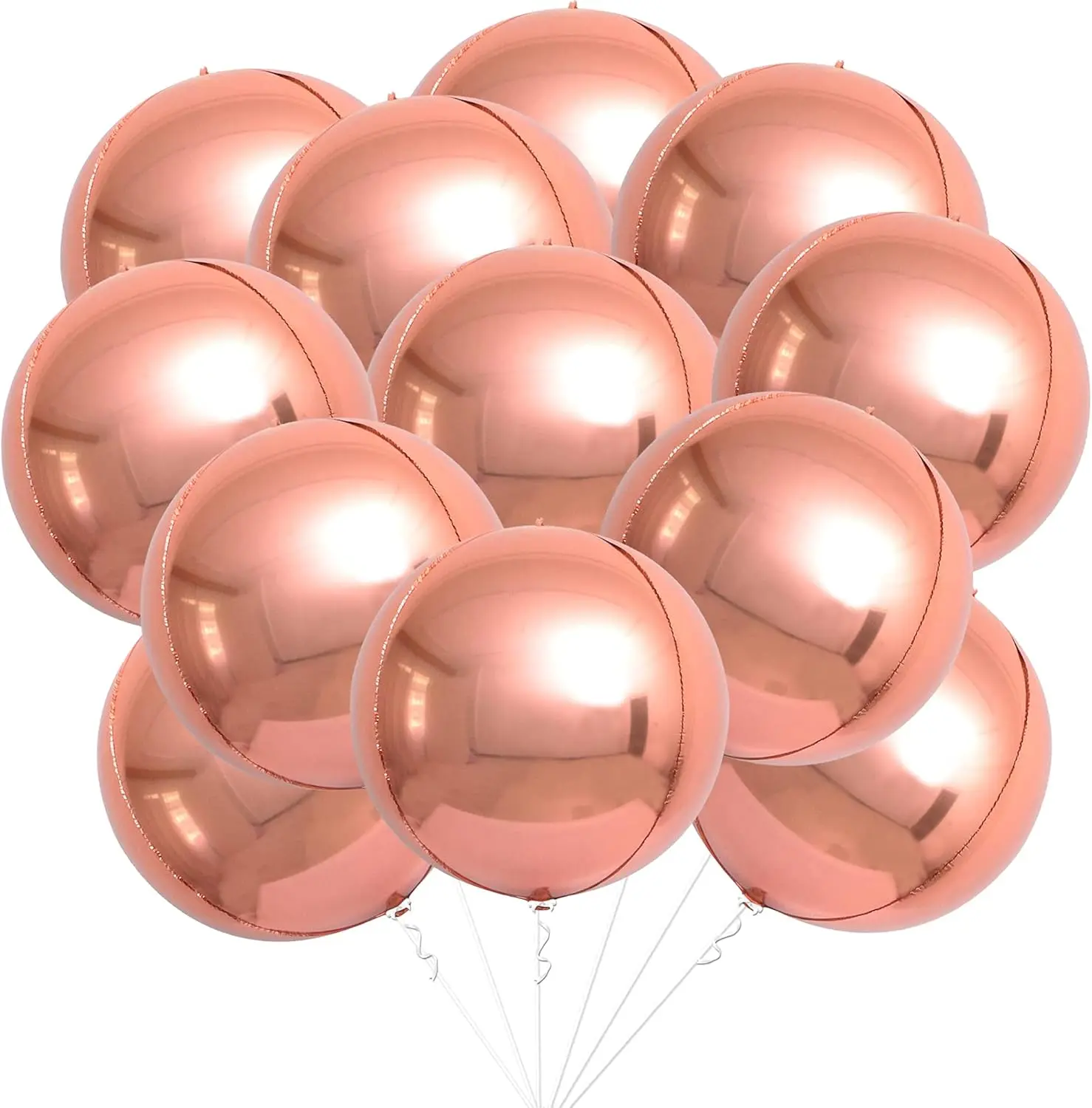 Katchon, Giant Rose Gold Balloons - 22 Inch, Pack of 12 | Rose Gold Foil Balloons for Birthday Party Decorations | Mylar Balloon for Birthday, Bridal Shower, Baby Shower, Anniversary Decorations KatchOn
