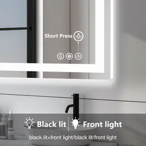 Anti-Fog LED Bathroom Mirror, Dual Light Source Vanity Mirror with 3 Color Modes, Dimmable Brightness, Touch Control & Memory Function, Water-Proof Wall-Mounted Makeup Mirror for Bathroom, Vanity, Bedroom