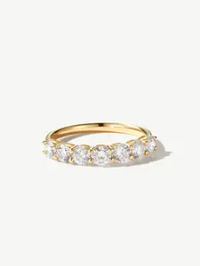 "Timeless Spark" Seven Diamond Stones Half Eternity Wedding Band Ring in 14K Yellow Gold Promise Anniversary Wedding Band Stackable Rings for Women (1.2 Ct. Tw.)