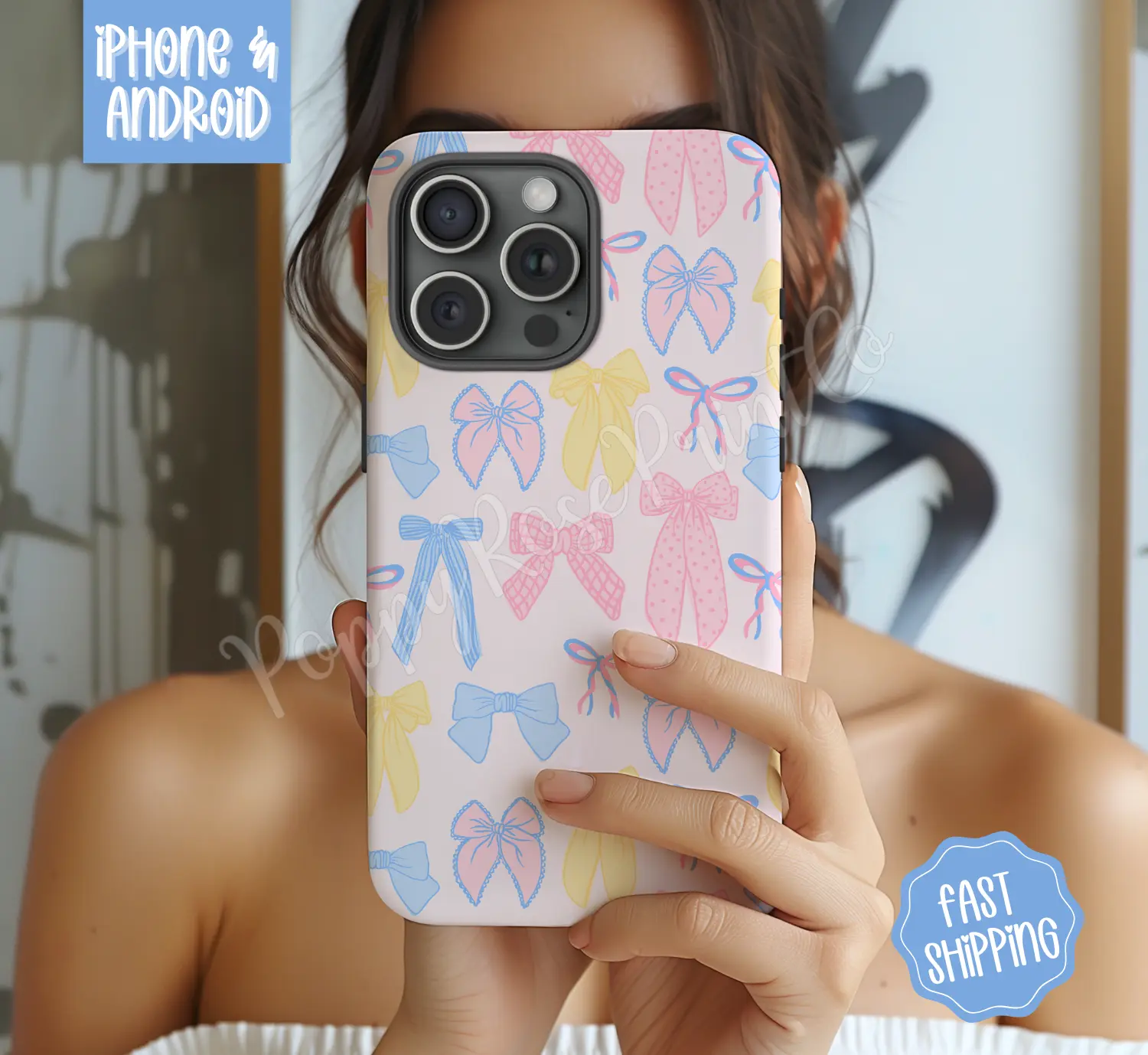 Pastel Coquette Bows Phone Case Mag Safe Compatible Magnetic Tough Cases