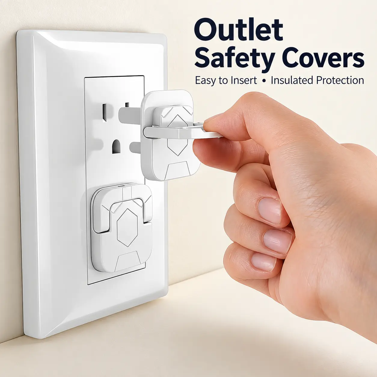 20PCS Bulk Pack Square Electrical Outlet Covers - Insulated Safety Guard Plug Protectors for Unused Sockets, Easy-Insert for Indoor Home & Office Use