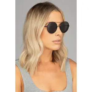 Capri Round Double Ridge Sunglasses - Black