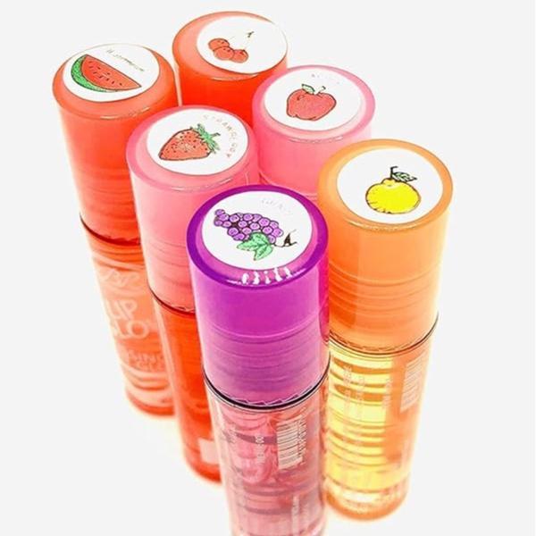 Lip Glow Kissing Fruit Gloss Six Count - Classic Roll-On Tip with Randomly Assorted Flavors & Slight Tint - Mainland China Origin