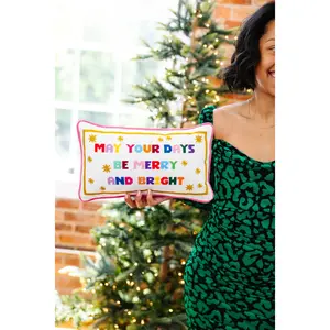 Merry & Bright Needlepoint Pillow