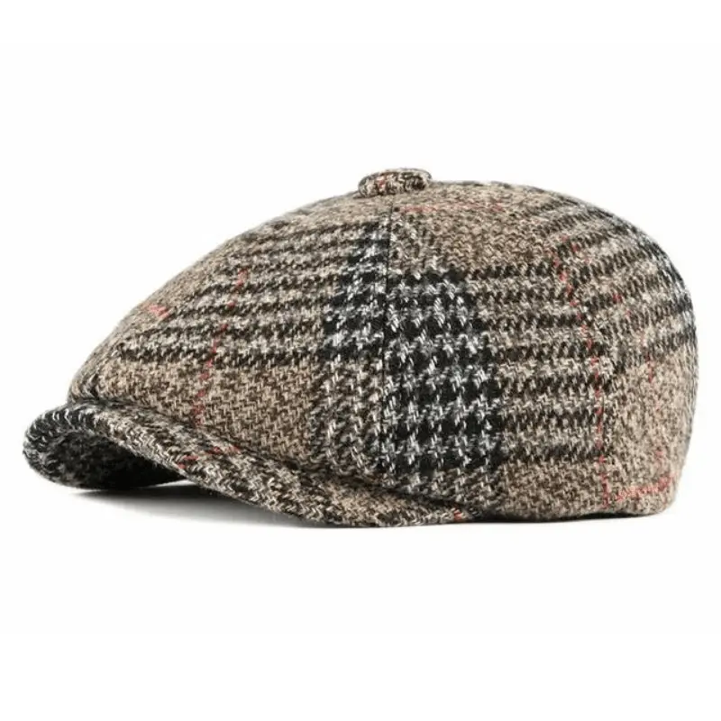 Women's 2024 New Lightweight Unisex British Trucker Driving Hat - Houndstooth Pattern, Durable Polyester, Hand Washable Fashion Accessory for Casual, Formal Occasions, Polyester Edit